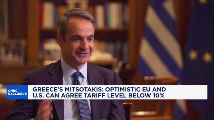 Kreikan pääministeri Mitsotakis sanoo olevansa optimistinen EU ja Yhdysvallat voi sopia tariffitasolle alle 10%