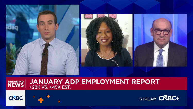 Yksityiset palkkasummat nousivat tammikuussa vain 22 000:lla, mikä on kaukana odotuksista: ADP