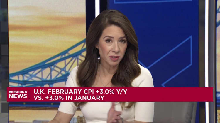 Ison-Britannian inflaatio pysyi vakaana helmikuussa, mutta maaliskuussa painetut näkymät olivat varovaisia